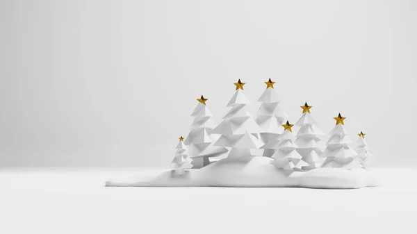 Low polygon with Christmas tree  3d render on white background