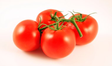 Beyaz arkaplanda kırmızı domatesler