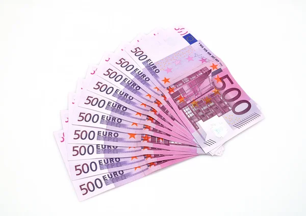 Χαρτονομισμάτων ευρώ που απομονώνονται σε λευκό φόντο. — Φωτογραφία Αρχείου