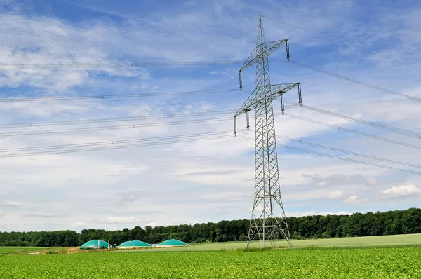 Planta de combustible biológico y línea eléctrica . — Foto de Stock