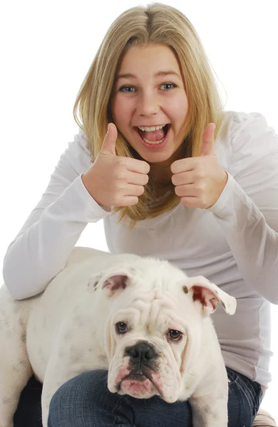 Menina e seu cão — Fotografia de Stock