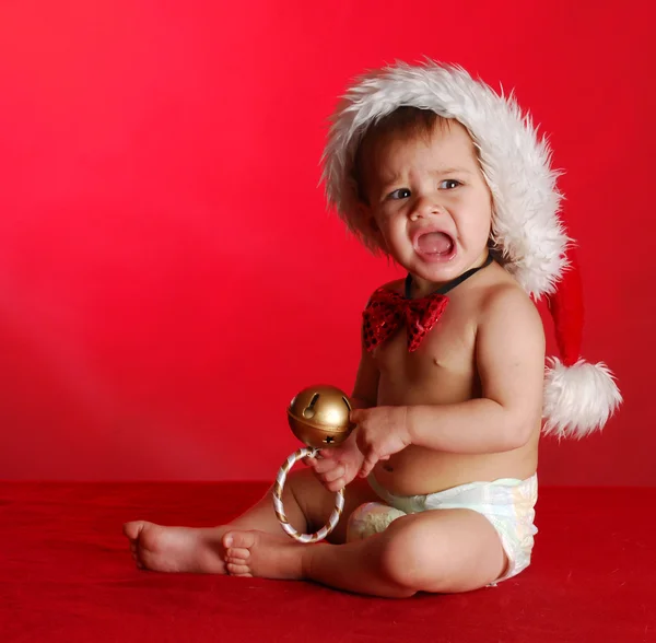 Unhappy christmas baby — Stock Photo, Image