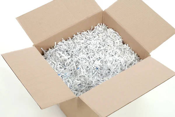 Caixa de papel triturado — Fotografia de Stock