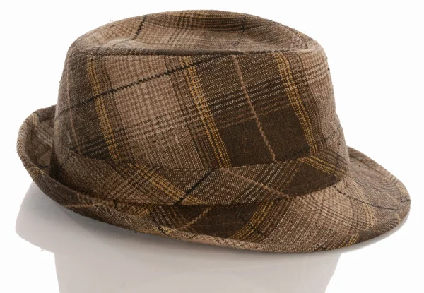 Plaid fedora with reflection — Stock Photo, Image