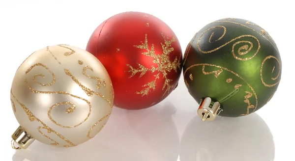 Three colorful christmas balls — Stock Photo, Image