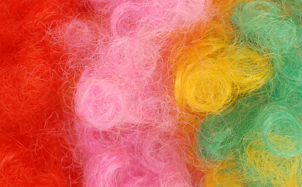 Detalles de cerca de pelo peluca payaso colorido — Foto de Stock