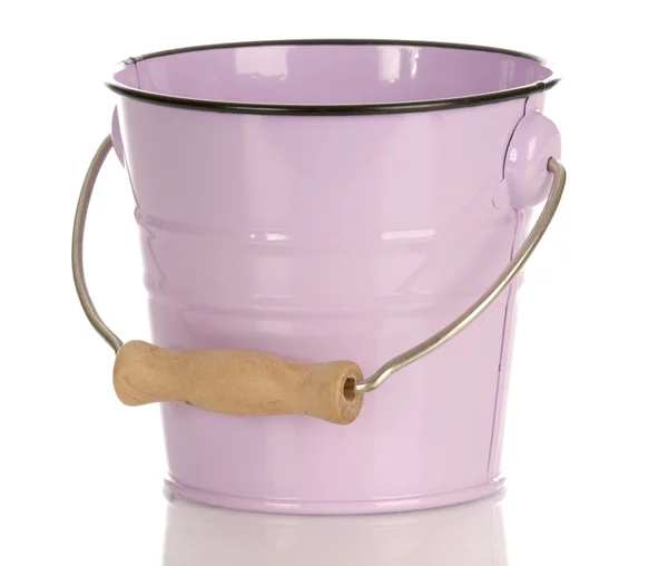 Pink bucket with reflection isolated on white background — Stock Photo, Image