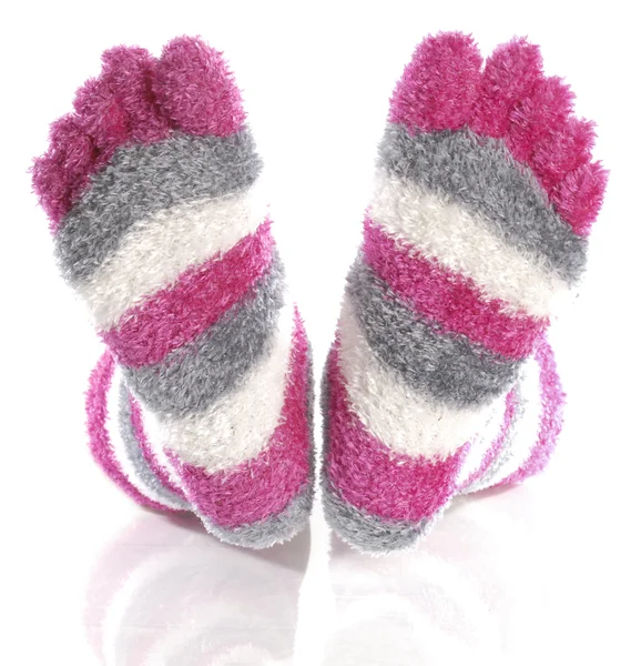 Fuzzy pink toe socks — Stock Photo, Image