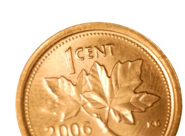 Ayrıntılar Kanadalı bir kuruş para maple leaf tarafında yukarıya kapatmak