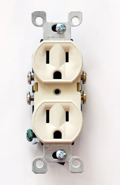 120 вольт електричний північноамериканський розетка на білому тлі — стокове фото