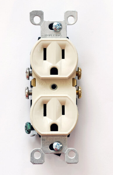 120 volt electrical north american outlet on white background
