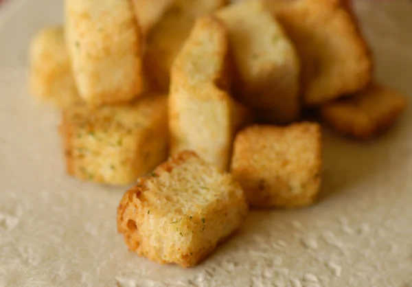 Close up details of croutons with shallow depth of field — Stock Photo, Image