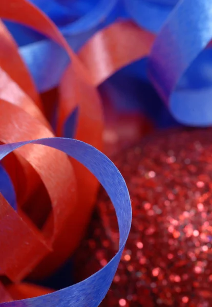 Red and blue ribbon details with shallow depth of field — Stock Photo, Image