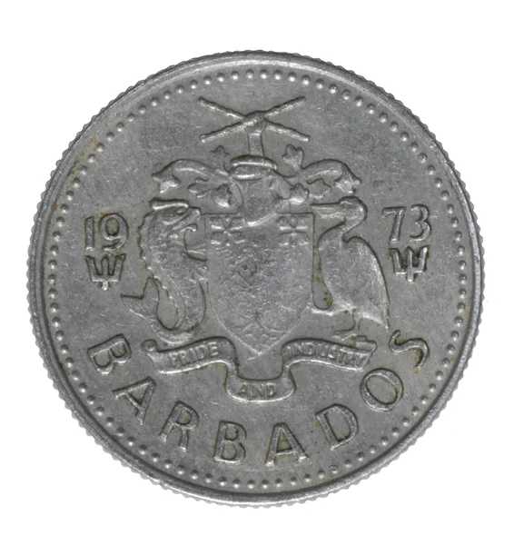 1973 バルバドス 10 セント硬貨に孤立した白い背景 — ストック写真