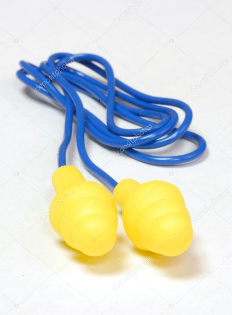 industrial safety ear plugs on white background