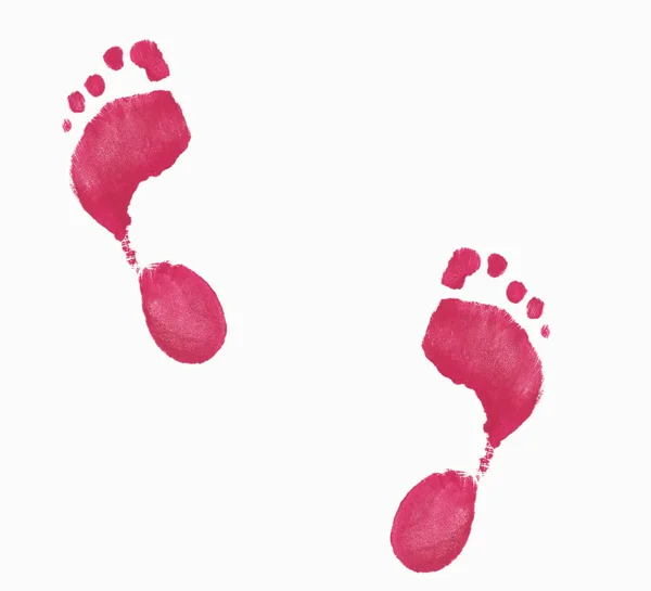 Red footprints on a white background — Stock Photo, Image