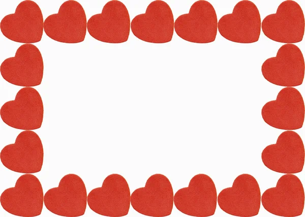 Red heart boarder on isolated white background — Stock Photo, Image