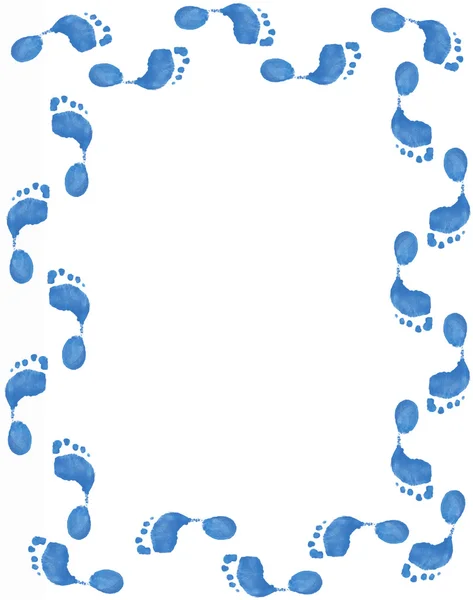 Drukuj granicy niebieski stóp na białym tle — Zdjęcie stockowe
