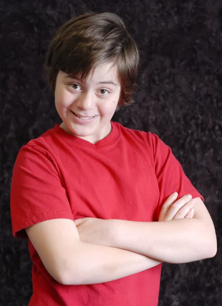 Expressive good looking twelve year old boy — Stock Photo, Image