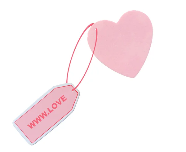 Heart with tag saying www.love — Stock Photo, Image