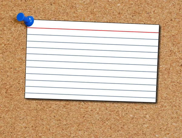 index card thumb tacked to corkboard background
