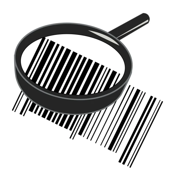 Illustratie van cool identificatie barcode sticker met Vergrootglas — Stockfoto