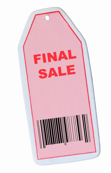 Etiqueta de venda final com código de barras isolado em branco — Fotografia de Stock