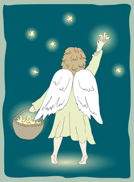 天使と素敵なクリスマスのポストカード — ストックベクタ