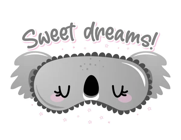 Όνειρα Γλυκά Ζωγραφισμένα Στο Χέρι Μάσκα Ύπνου Αστέρια Καρδιές Κινούμενα — Διανυσματικό Αρχείο