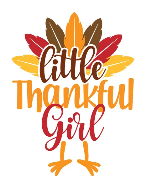 Little Thankful Girl Baby Clothes Calligraphy Label Isolated White Background — Stock Vector