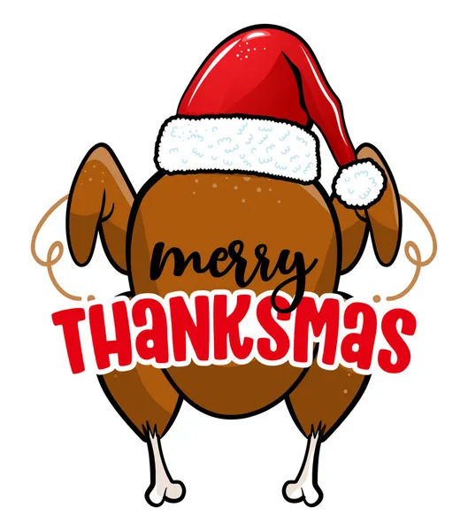 Merry Thanksmas Веселого Різдва Веселого Дня Подяки Одному Осінній Постер — стоковий вектор
