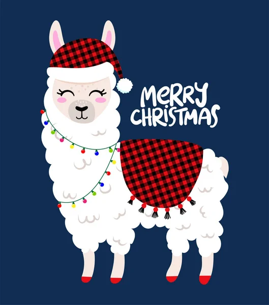 Diseño Patrón Llama Navidad Con Alpaca Divertido Garabato Dibujado Mano — Archivo Imágenes Vectoriales