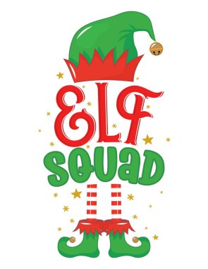 Elf Takımı, Noel bebeği, çocuk kıyafeti ya da çirkin kazaklar için bir tabir. Noel tebrik kartları, davetiyeler için el yazması mektuplar. Tişört, kupa, hediye, matbaa için iyi. Santa 'nın Küçük Yardımcısı.