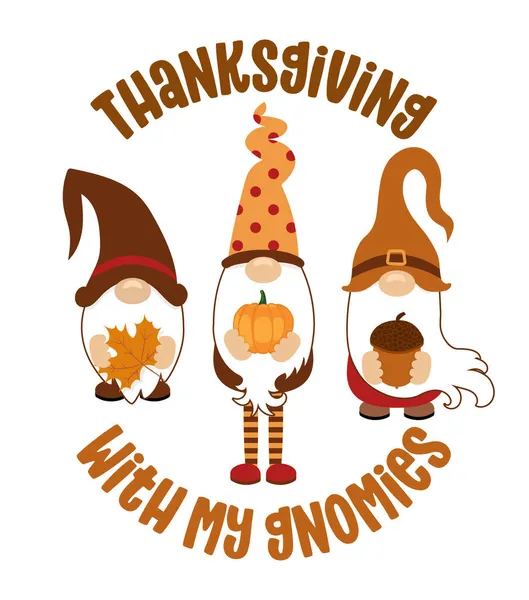 Thanksgiving Avec Mes Gnomies Gnome Thanksgiving Avec Citrouille Automne Nain — Image vectorielle