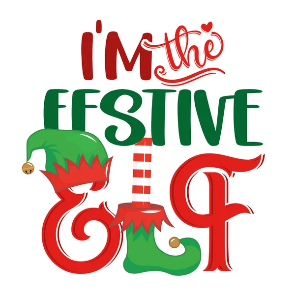 Jestem Świątecznym Elfem Zwrot Świąteczne Ubrania Lub Brzydkie Swetry Ręcznie — Wektor stockowy