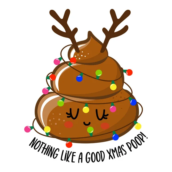 Nothing Good Christmas Poop Cute Smiling Happy Poop Christmas Lights — Vector de stock