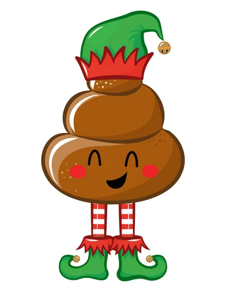 Elf Shit Cute Smiling Happy Poop Christmas Elf Costume Vector — 图库矢量图片