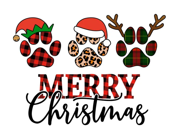 Mutlu Noeller. Hediye etiketi için pençe izli köpek ya da kedi pençesi izi. Noel tebrik kartları ve davetiyeler için el çizimi ayak izleri. Tişört, kupa, hatıra defteri, hediye, matbaa makinesi....