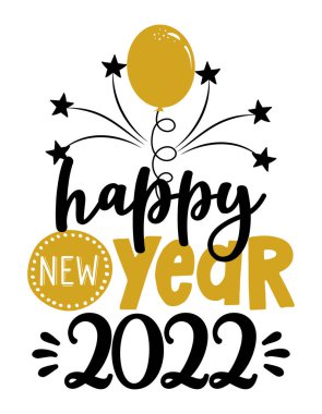 Mutlu yıllar 2022, tebrik kartı. Modern fırça kaligrafisi. Beyaz arka planda izole edilmiş. Noel tebrik kartları, davetiyeler için el yazması mektuplar. Tişört, kupa ve hediyeler için iyidir.. 