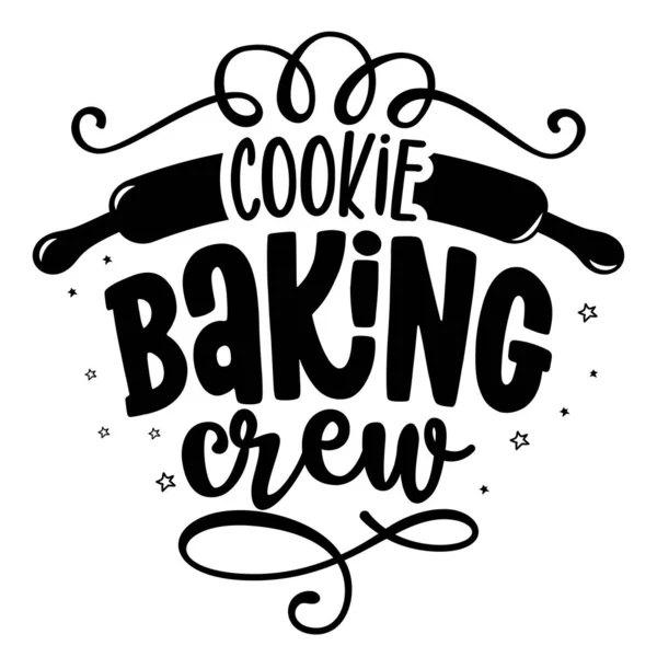Cookie Pieczenia Crew Ręcznie Rysowane Wektor Ilustracji Czarny Plakat Dekoracyjny — Wektor stockowy