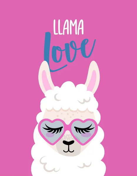 Amor Llama Citas Vectoriales Divertidas Dibujo Llama Cartel Letras Camiseta — Vector de stock