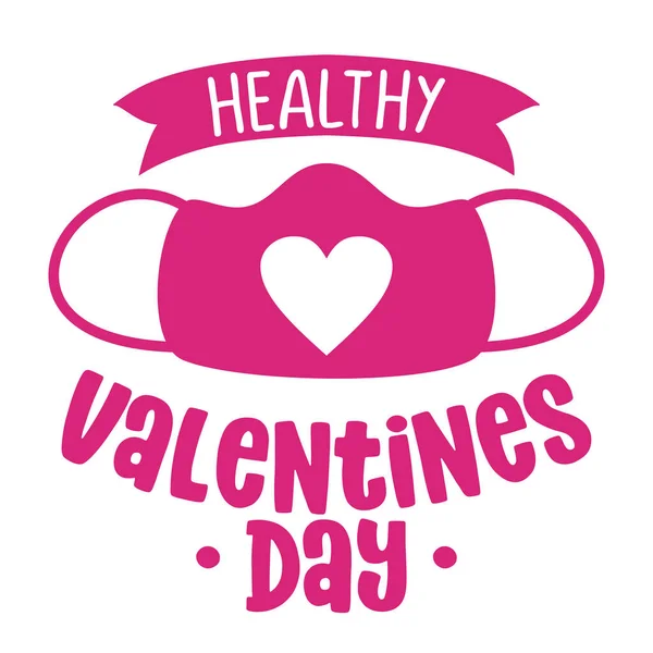 Healthy Valentine Day Awareness Lettering Phrase Social Distancing Poster Text — Vetor de Stock