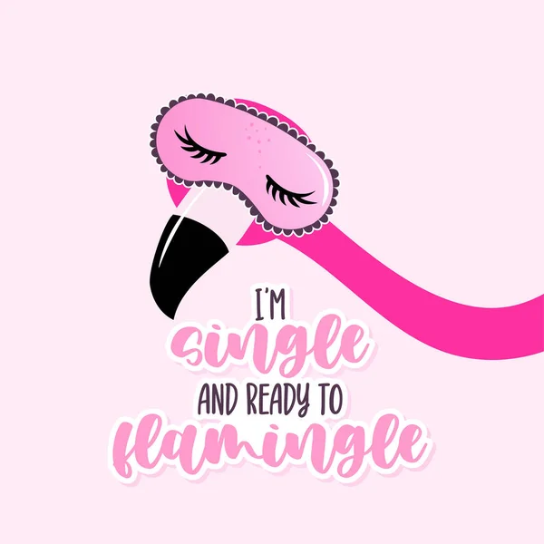 Single Ready Flamingle Valentine Day Hand Drawn Illustration Two Flamingo — Vetor de Stock