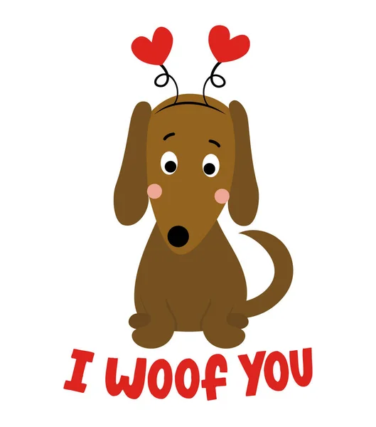 Woof You Doodle Draw Phrase Valentines Day Hand Drawn Lettering — Stock vektor