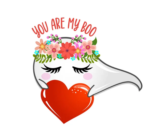 Eres Boo Ilustración Dibujada Mano Del Día San Valentín Impresión — Vector de stock