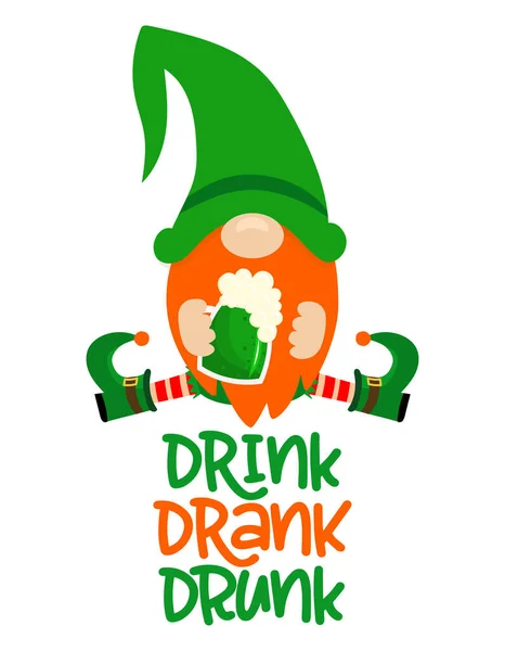 Drick Drick Drunk Rolig Patricks Day Inspirerande Bokstäver Design För — Stock vektor