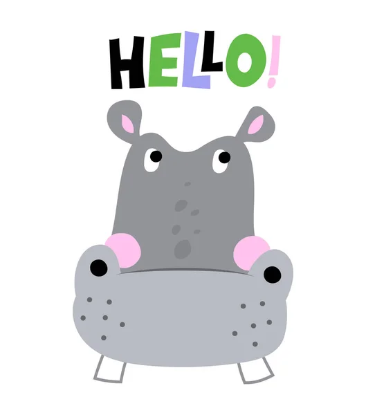 Hipopotam Słowem Cześć Ładny Hipopotama Konia Dekoracji Plakat Hipopotama Pokoju — Wektor stockowy