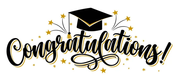 Congratulations Graduates Class 2022 Typography Black Text Isolated White Background — Stock Vector