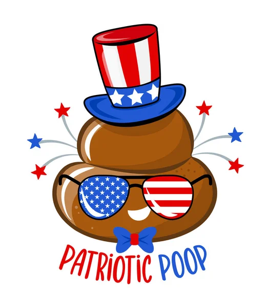Partiotic Poop Cute Smiling Happy Poop Lincoln Hat Vector Cartoon — Stock Vector