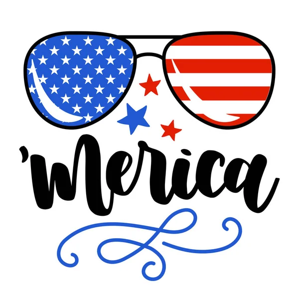 America Giorno Dell Indipendenza Luglio International Day Biglietto Auguri Calligrafia — Vettoriale Stock